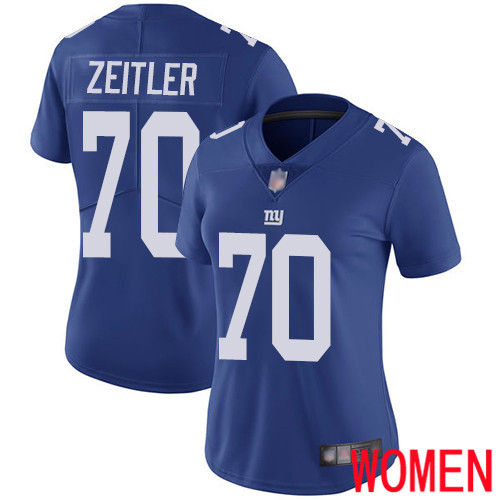 Women New York Giants 70 Kevin Zeitler Royal Blue Team Color Vapor Untouchable Limited Player Football NFL Jersey